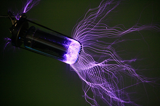 Nixie tube vs. Tesla coil