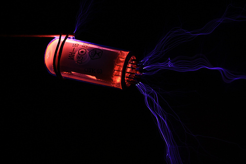 Nixie tube vs. Tesla coil