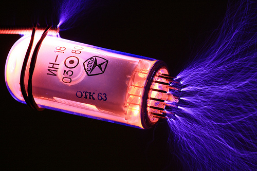 Nixie tube vs. Tesla coil