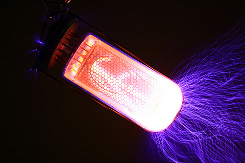 Nixie tube vs. Tesla coil