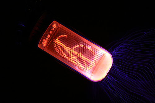 Nixie tube vs. Tesla coil